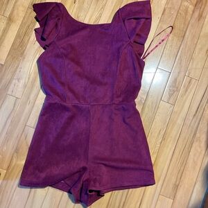 pink suede romper